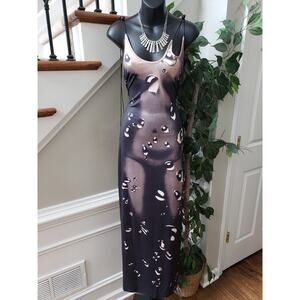 Cape Clique Women Black & Beige Polyester Strappy Long Maxi Raindrop Dress 12